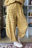 Patrick Plaid Brushed Cotton Barrel Pant Soft Ochre